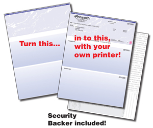 Turn this... in to this, with your printer! Security Backer included!